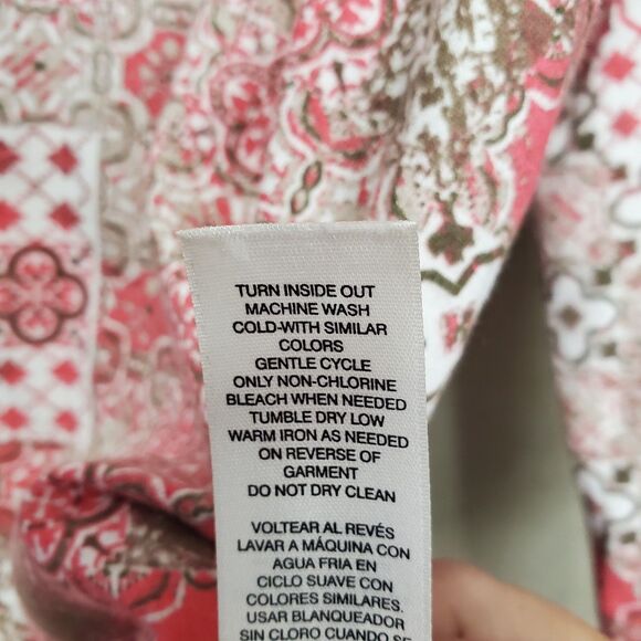 Chico's Cotton/Modal Patchwork Embellished Split Neck 3/4 Sleeve Blouse Sz 3(XL) - Picture 7 of 8